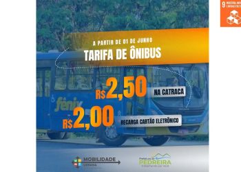 Pedreira – Administração Municipal reduziu a Tarifa de Ônibus de Pedreira para R$ 2,00