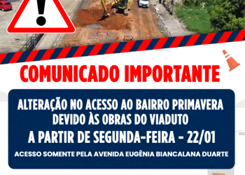 Sumaré – COMUNICADO IMPORTANTE: ALTERAÇÃO NO ACESSO AO BAIRRO PRIMAVERA DEVIDO ÀS OBRAS DO VIADUTO