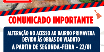 Sumaré – COMUNICADO IMPORTANTE: ALTERAÇÃO NO ACESSO AO BAIRRO PRIMAVERA DEVIDO ÀS OBRAS DO VIADUTO
